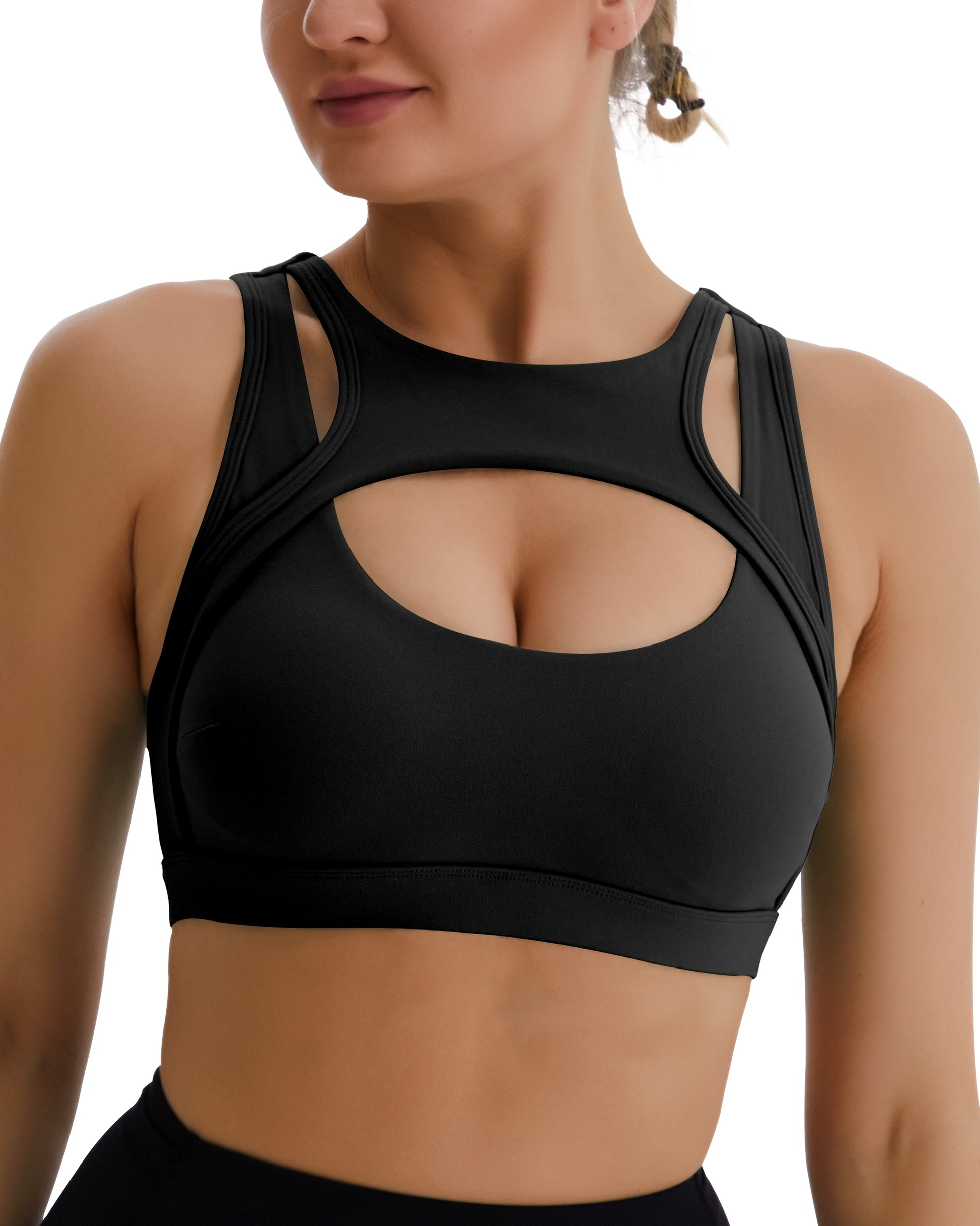 Women's Halter Neck Yoga Push-Up Sports Bra With Removable Pads For  Running, Fitness, Backless Design