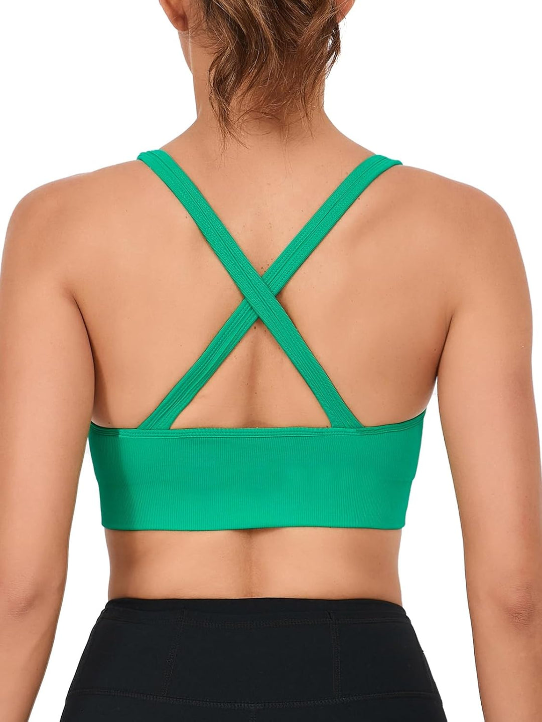 Crisscross Back Seamless Padded Sports Bra High Support with Removable Pads