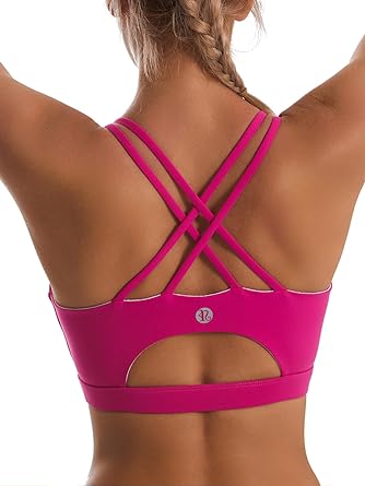 Padded Sports Bra Tank Top Sexy Crisscross Back High Impact Longline Workout Yoga Bra