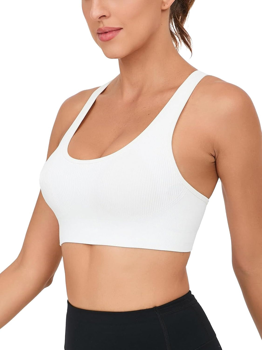 RUNNING GIRL Sports Bras for Women,Sexy Crisscross Back Seamless Padded Sports Bra High Support with Removable Pads