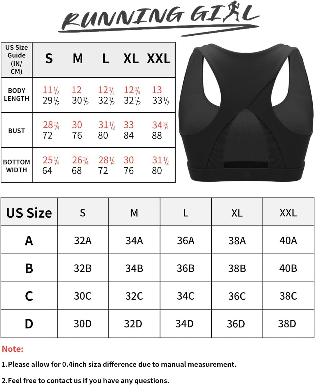 RUNNING GIRL High Impact Sports Bras for Women,Racerback Running Bra Workout Crop Tank Tops Longline Sports Bra Push up