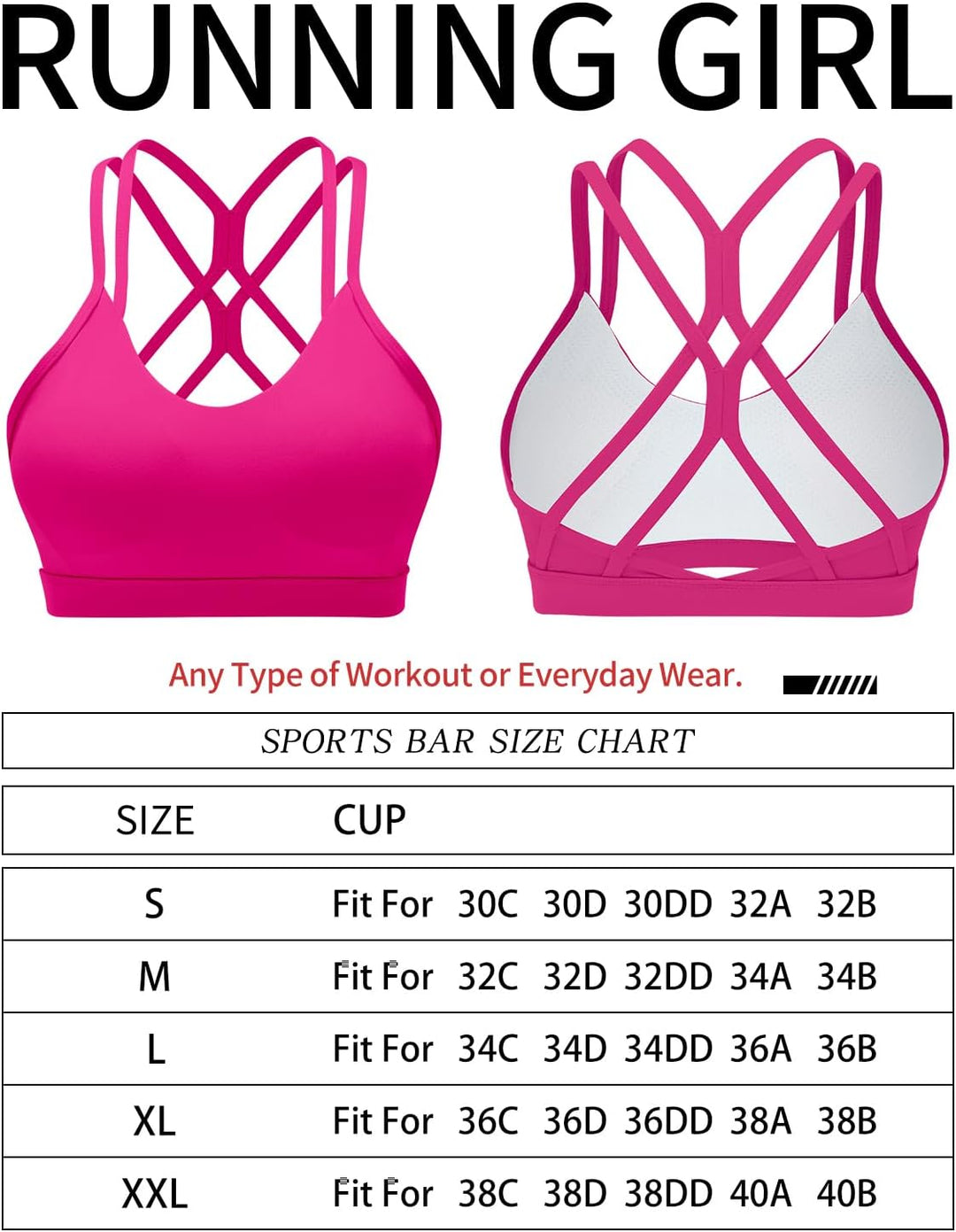 RUNNING GIRL Strappy Sports Bra for Women Sexy Crisscross Back Light Support Yoga Bra with Removable Cups