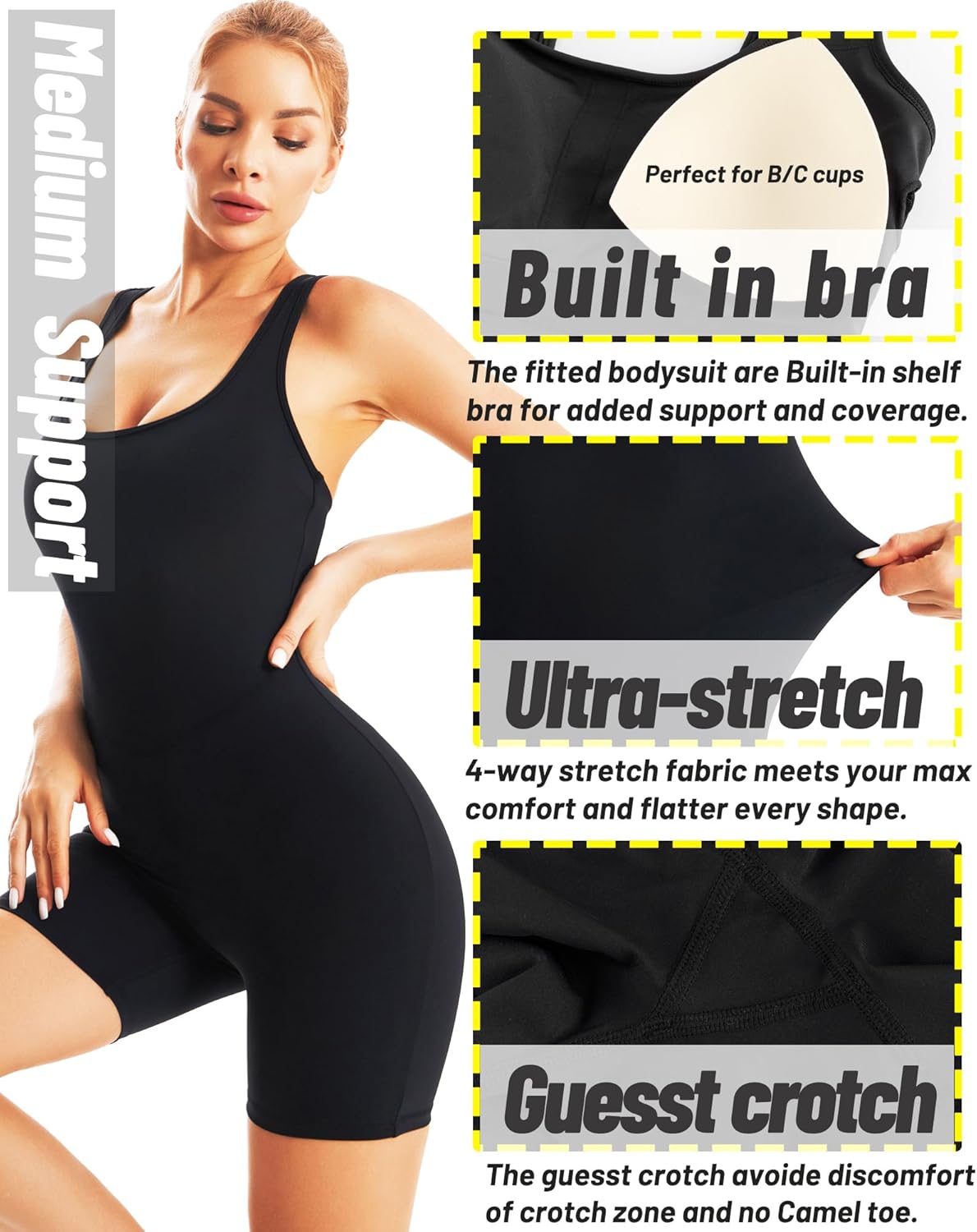 RUNNING GIRL Jumpsuits for Women Ribbed Backless Sexy One Piece Outfits Tummy Control Unitard Bodysuit Athletic Rompers