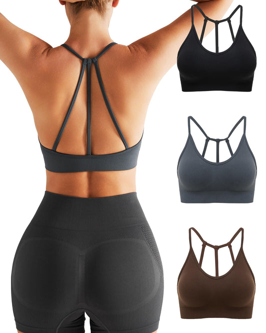 RUNNING GIRL Sports Bras for Women,Sexy Crisscross Back Seamless Padded Sports Bra Medium Support with Removable Pads