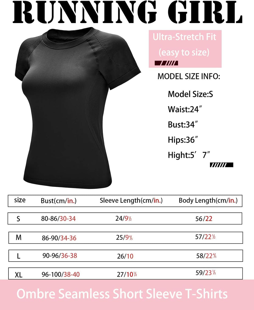 Seamless Workout Shirts Short Sleeve T-Shirt Stretch Tees Quick Dry Gym Athletic Tops