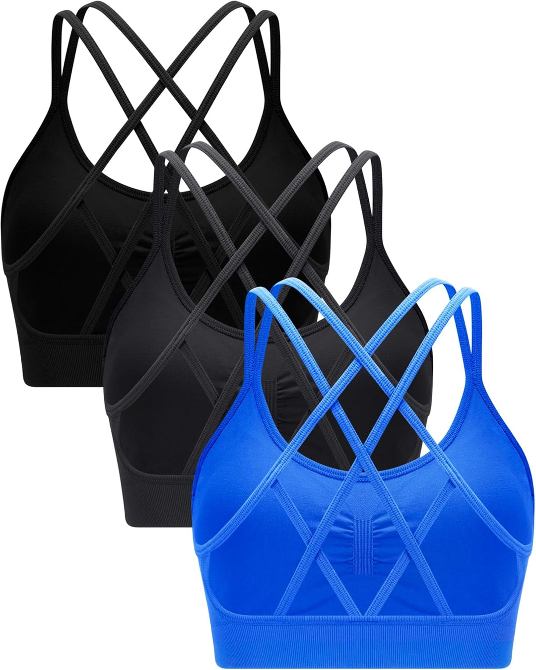 Padded Strappy with Removable Cups Medium Support Workout Yoga Gym Bra