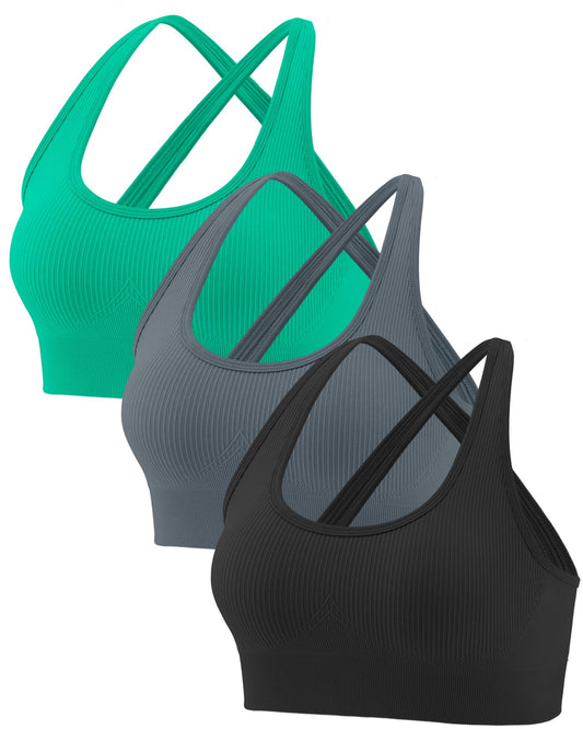 RUNNING GIRL Sports Bras for Women,Sexy Crisscross Back Seamless Padded Sports Bra High Support with Removable Pads