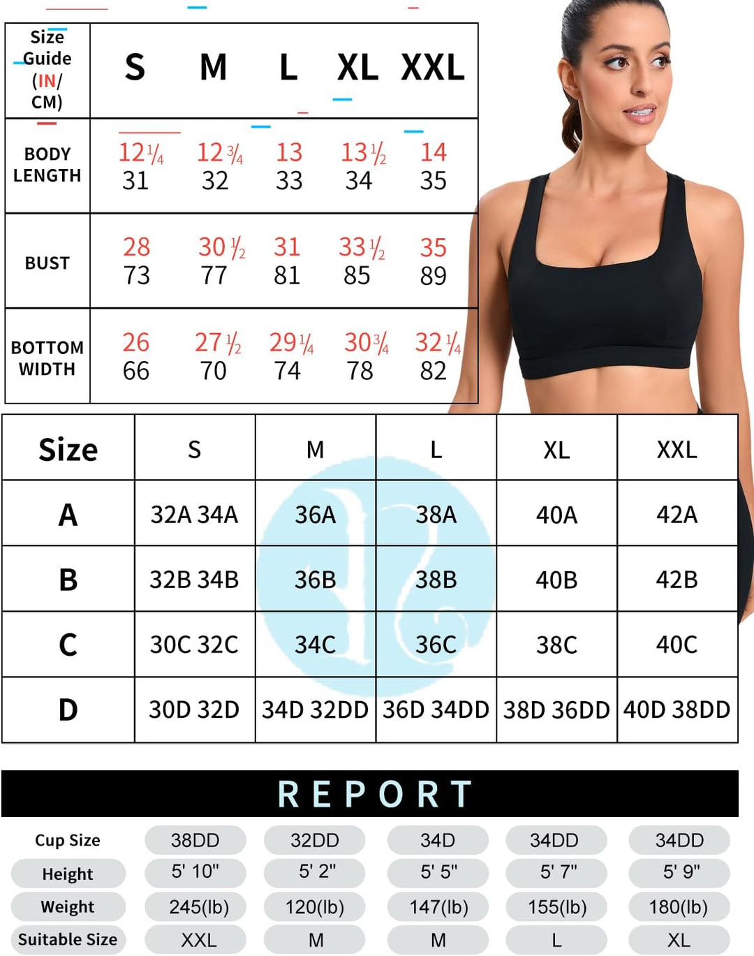 RUNNING GIRL Sports Bras for Women High Support,Moulded Cup Racerback High Impact Workout Crop Tops for Women Large Bust