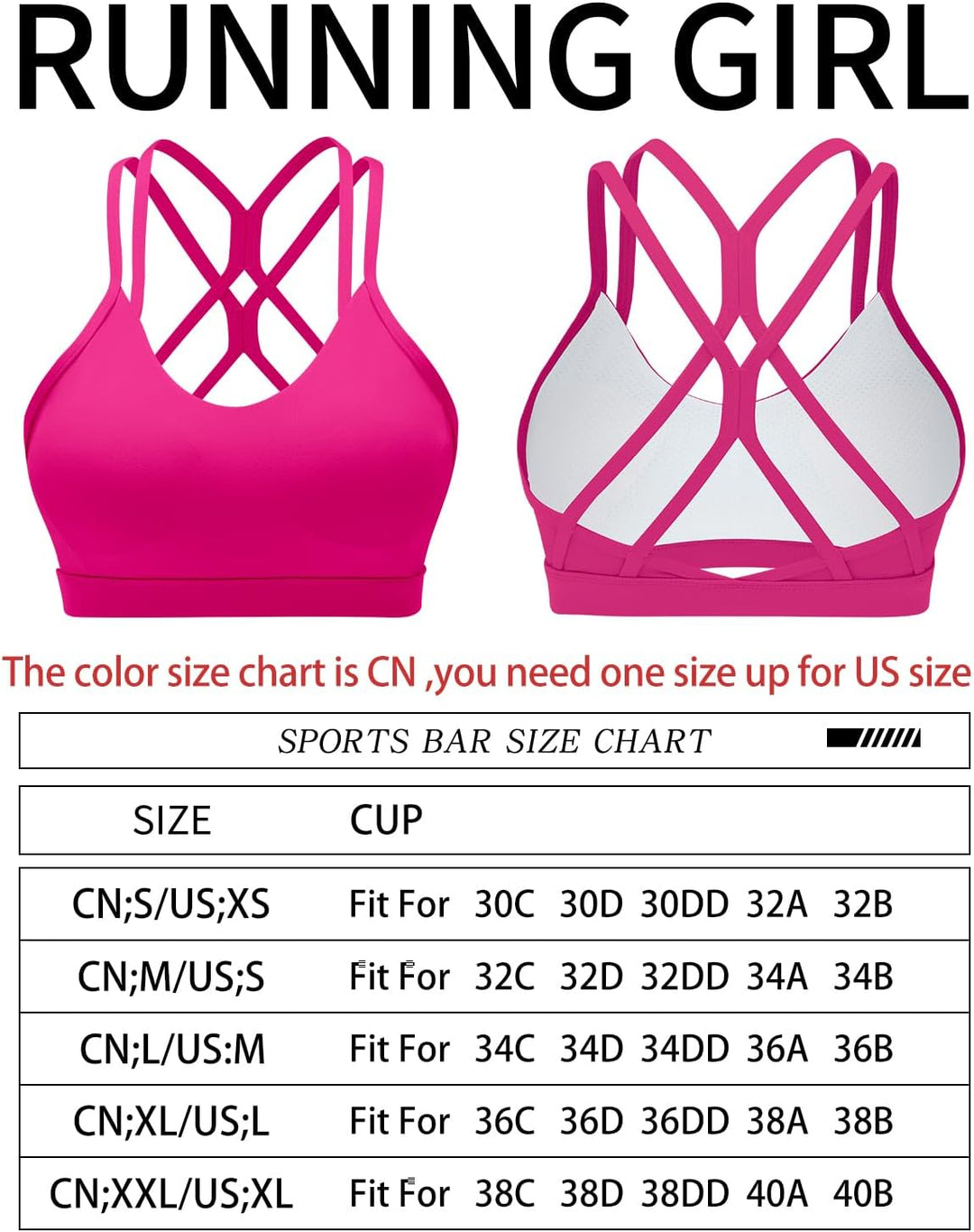 RUNNING GIRL Strappy Sports Bra for Women Sexy Crisscross Back Light Support Yoga Bra with Removable Cups