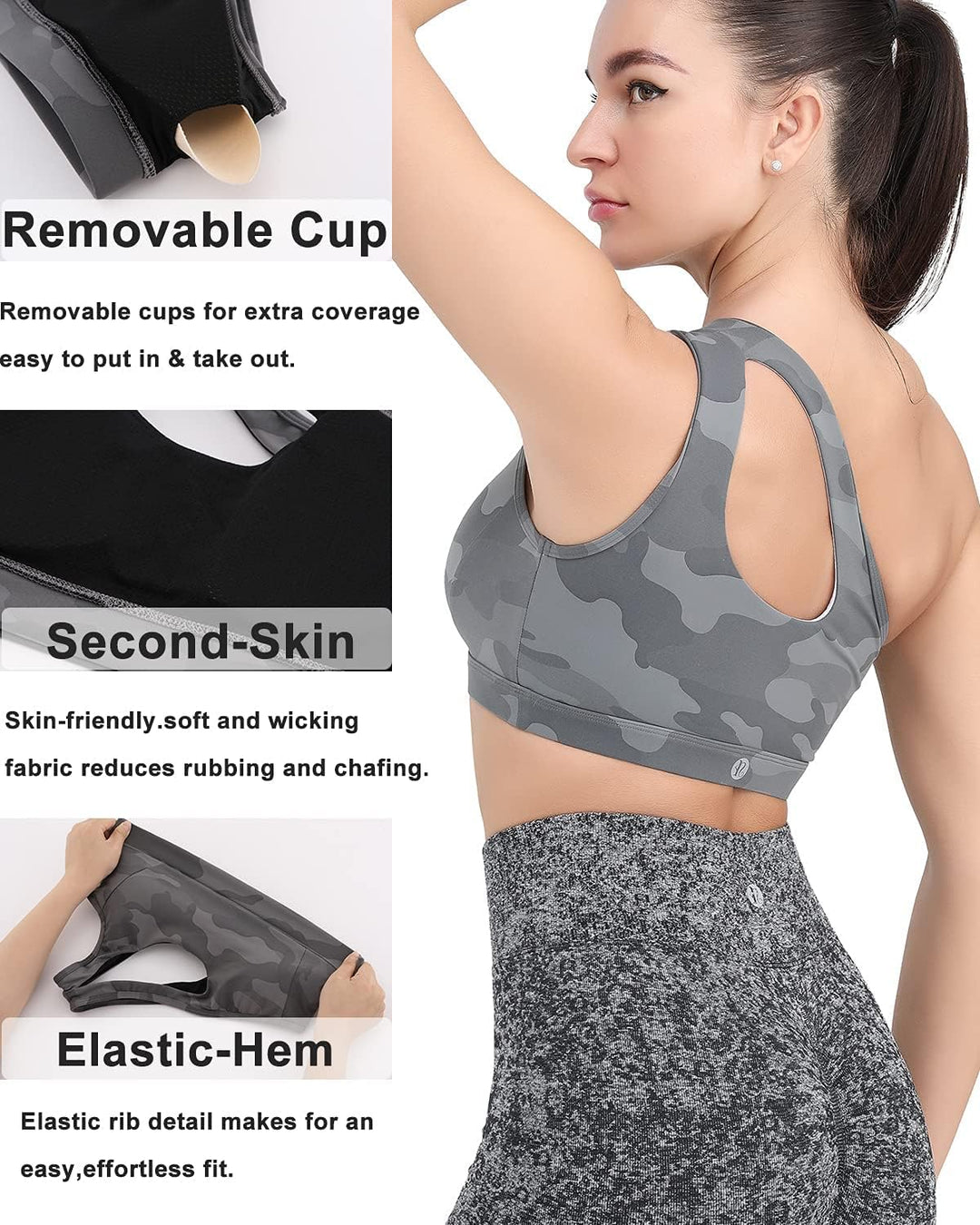 RUNNING GIRL One Shoulder Workout Sports Bra Padded Yoga Gym Top Sexy Cute Bralette Medium Support