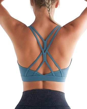 Strappy Sexy Crisscross Back Light Support Yoga Bra with Removable Cups