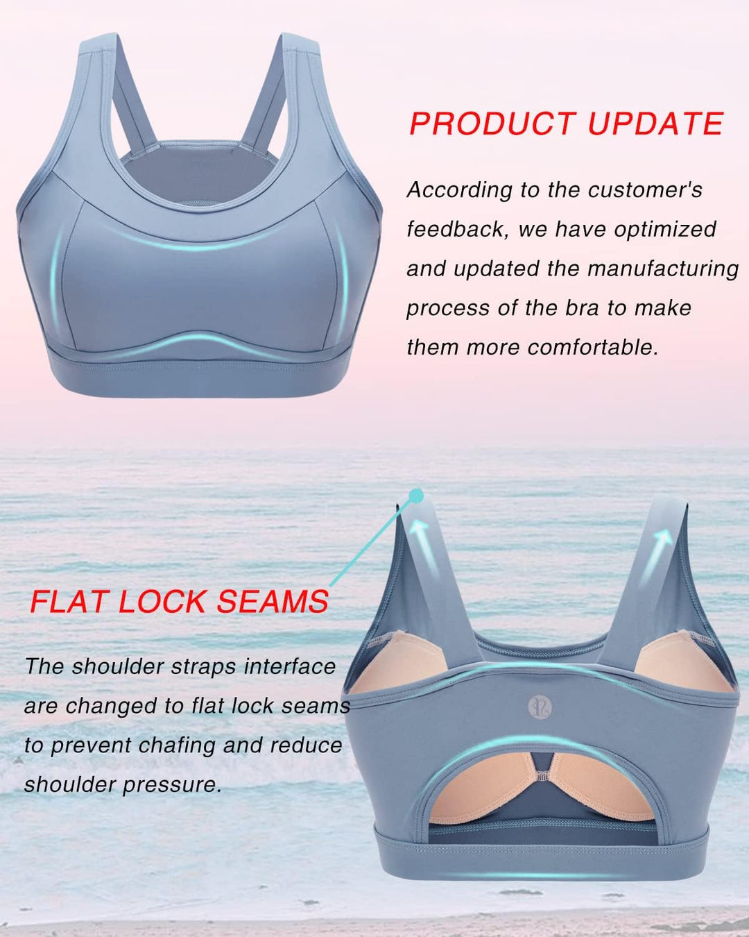 High Impact Sports Bras,Racerback Running Bra Workout Crop Tank Tops Longline Sports Bra Push up