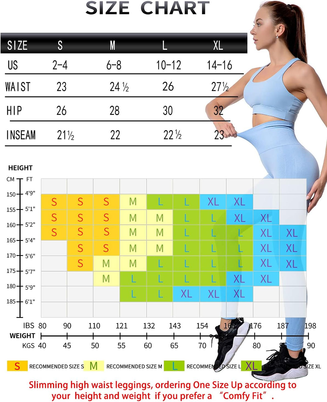 RUNNING GIRL Yoga Pants for Women, High Waisted Compression Workout Leggings Tummy Control Capri Seamless Leggings