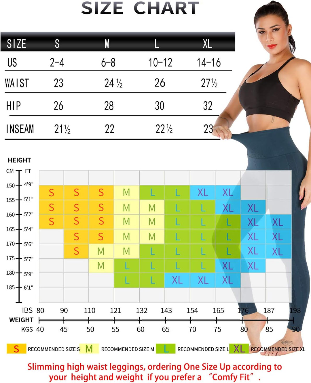 RUNNING GIRL Yoga Pants for Women, High Waisted Compression Workout Leggings Tummy Control Capri Seamless Leggings