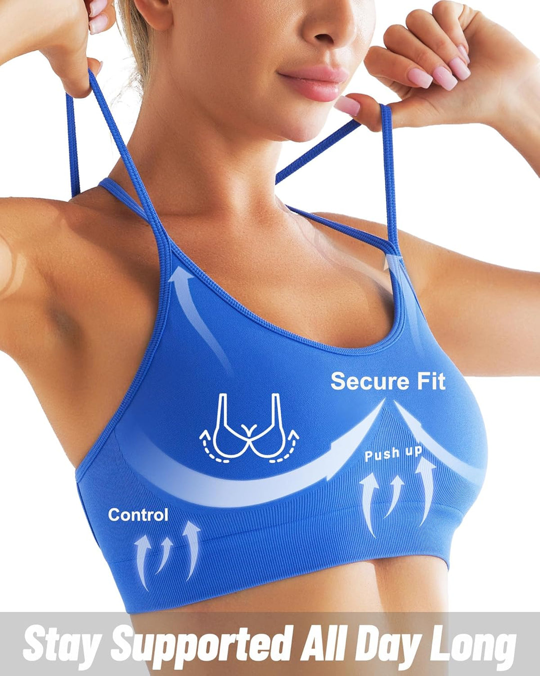 Padded Strappy with Removable Cups Medium Support Workout Yoga Gym Bra