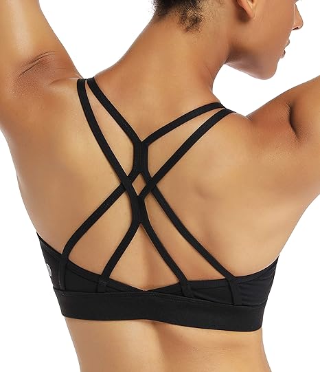 Strappy Sexy Crisscross Back Light Support Yoga Bra with Removable Cups