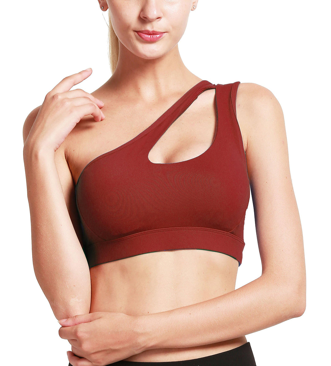 RUNNING GIRL Womens One Shoulder Sports Bras Workout Left Strap Yoga Bras Cute Medium Support Crop Top