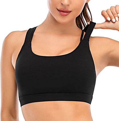 WISRUNING Cross Back Sports Bra for Women Push Up Tights Workout