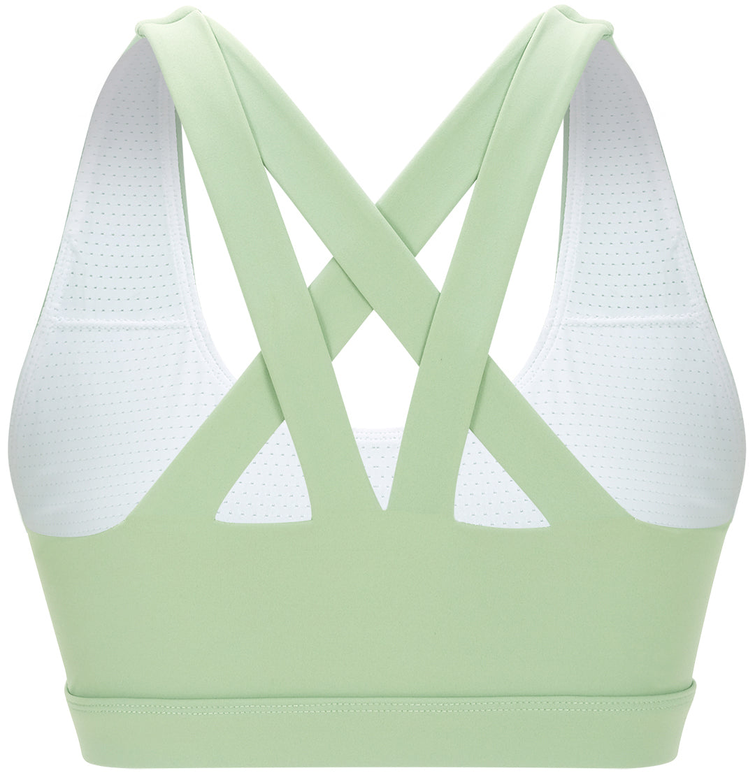Sports Bras For Women Gym Running, Unique Cross Back Strappy & Honeycomb  Design Front,mid Impact Seamless Yoga Bralette-green(l)
