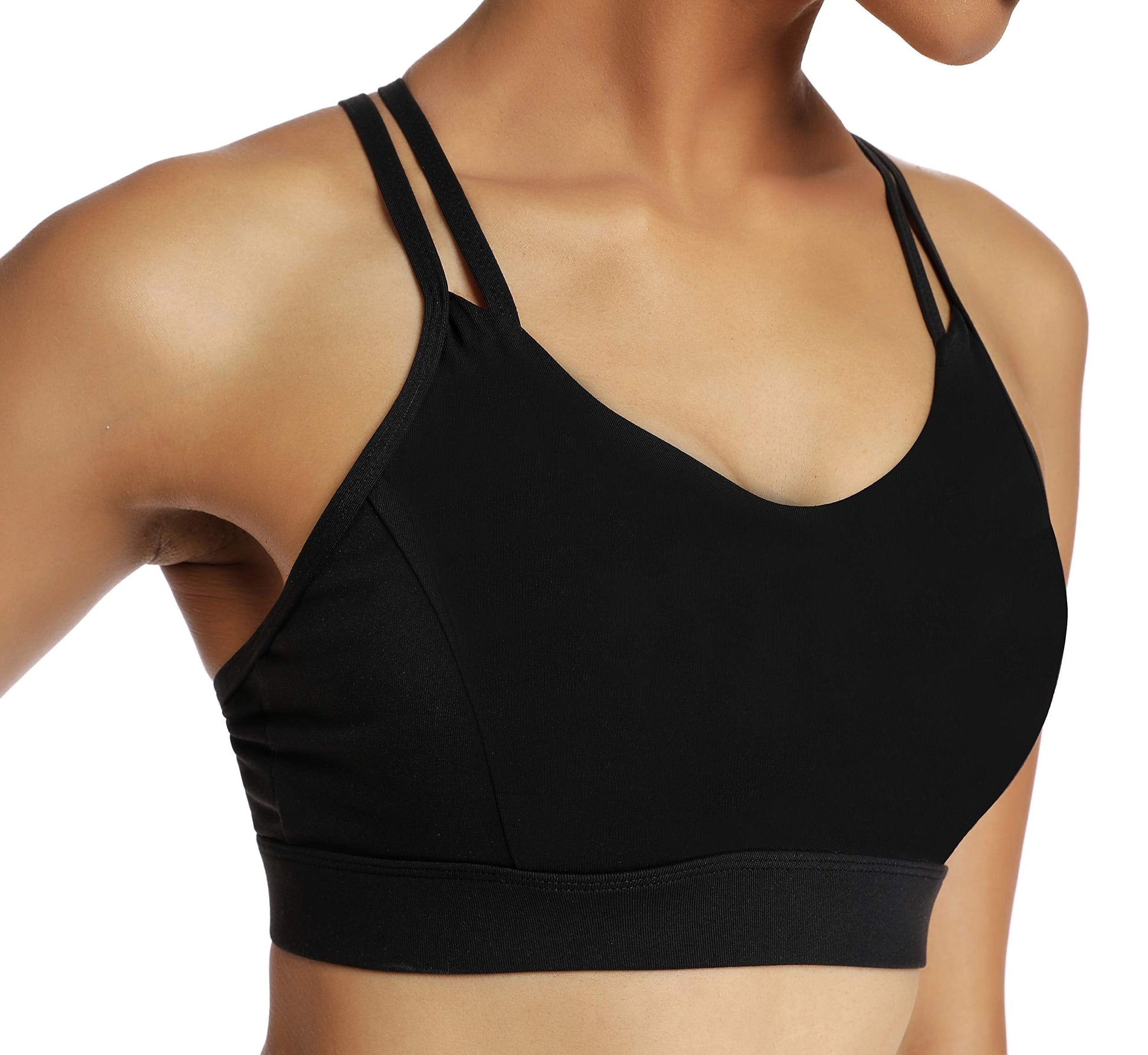 RUNNING GIRL Strappy Sports Bra for Women Sexy Crisscross Back Light  Support Yoga Bra with Removable Cups(WX2310.Black.S) at  Women's  Clothing store